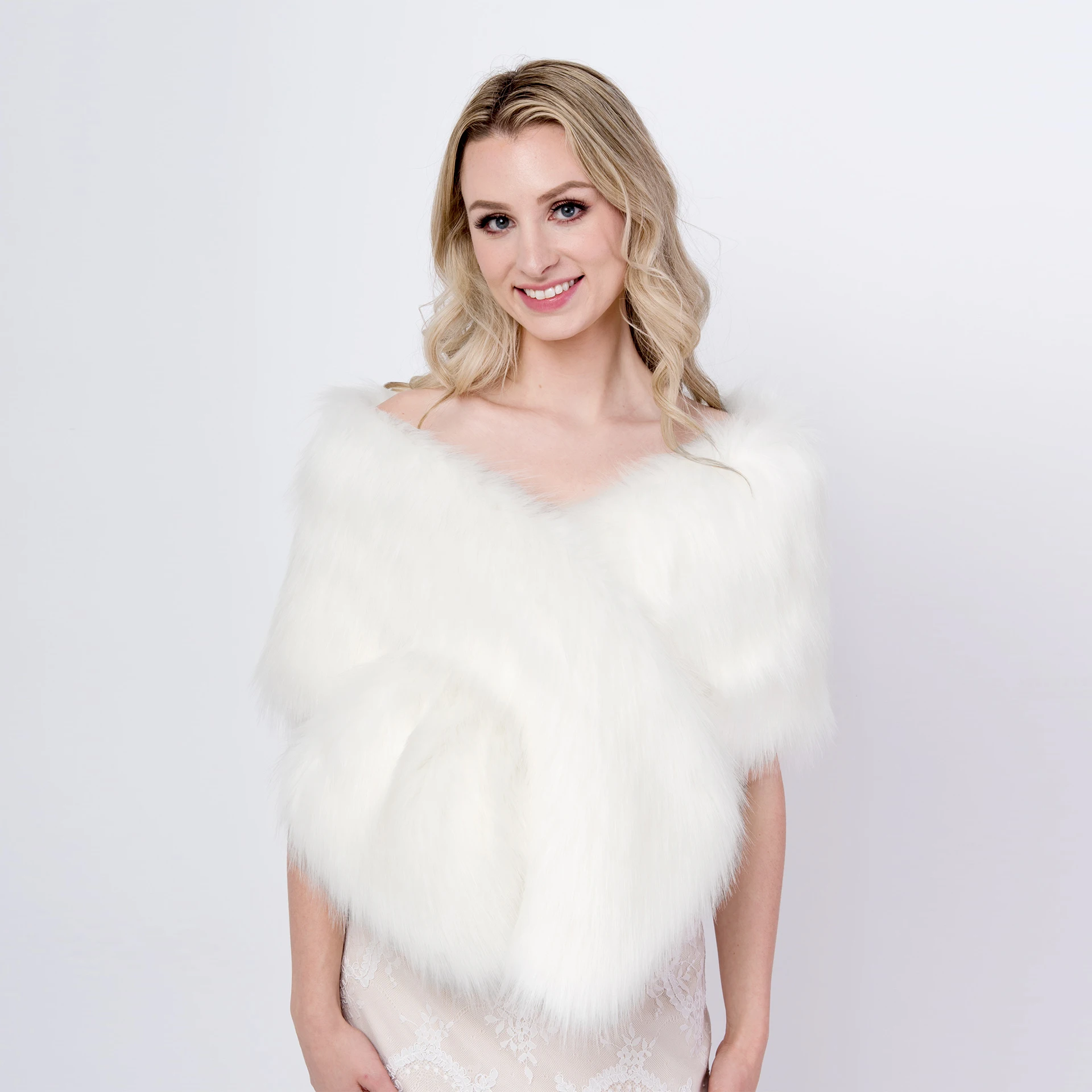 Hot selling winter poncho cape shawl long faux fur shawl