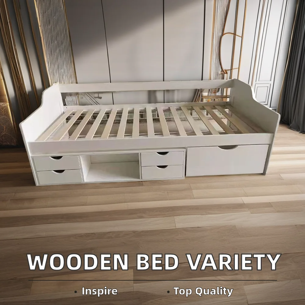 Solid wood white children kids day bed with normal designs for home use king size