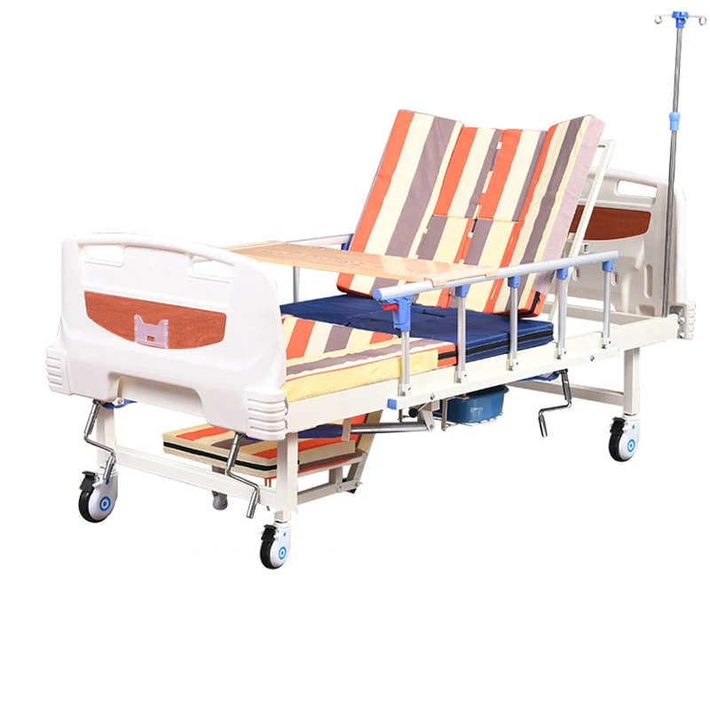 Hospital Equipment Icu Room Multifunction Manual Medical Hospital Home Care Bed With Toilet Middle Curved Nursing Bed