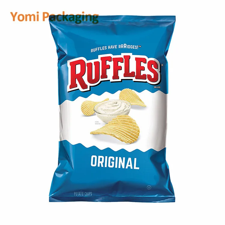 Custom High Quality Food Packaging Snack Potato Chips Back Center Sealed Packing Bags