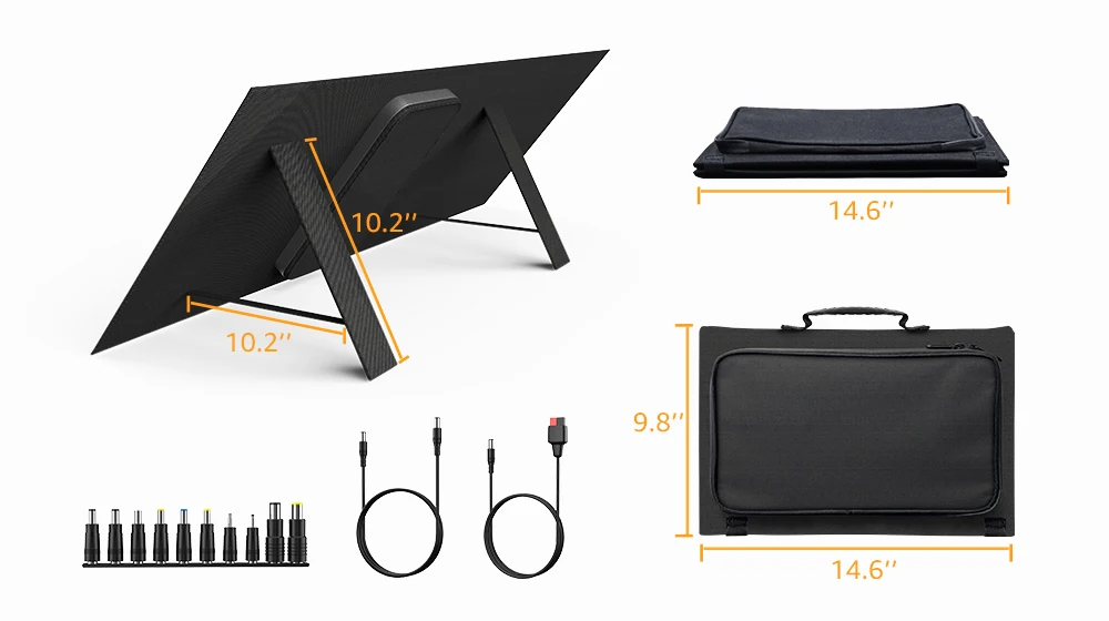 Foldable Solar Panel 60W Portable with 5V USB A and USB C 18V DC for Camping Cell Phone Tablet 5 to 18V Device Compatible