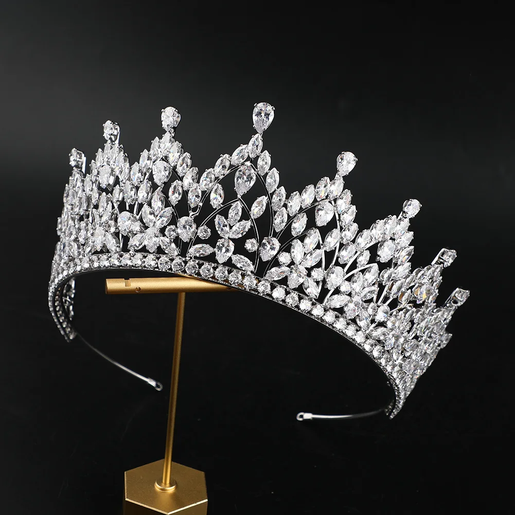 Wedding Bridal Hair Accessories Copper Cubic Zirconia Crwns Queen Princess Prom Tiara Women Zircon Crowns