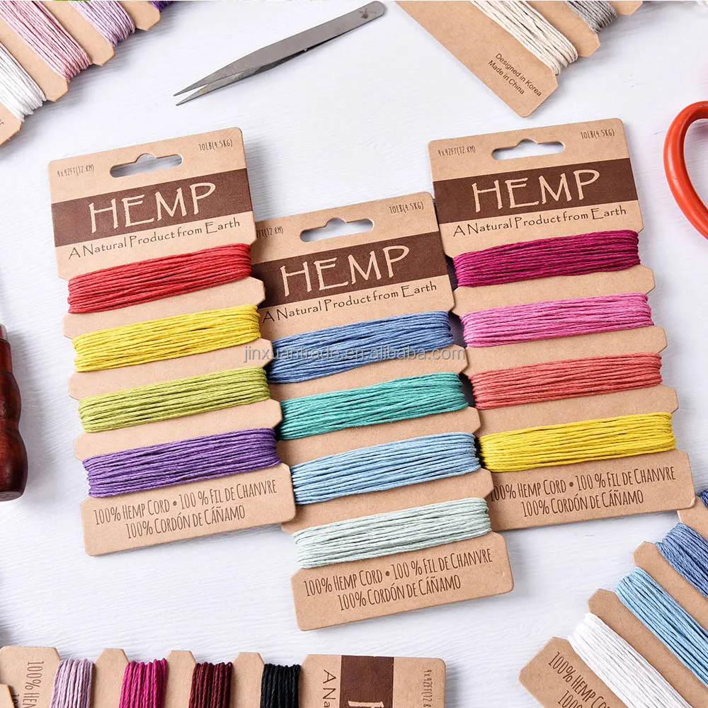 Ready to Ship Hand Knitting 1MM Waxed Hemp Cord Wholesale Sell by Card 19Colors