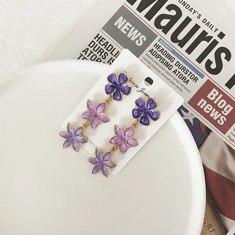 2022 New Popular Flower Shape Multi Colored Enamel Earrings For Women Gift