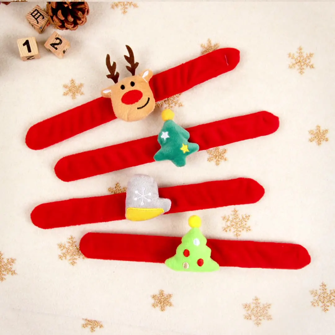 Christmas decorations Christmas Toys Hand Ring Santa Snowman Plush Hand Circle Christmas Children Gift Hand Slap Clap Bracelet