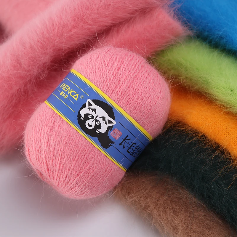 Mink Down Yarns Long Hair Mink Cashmere Yarn for Hand Knitting Yarns 14s/2 with Threads Factory Wholesale 67 Colors
