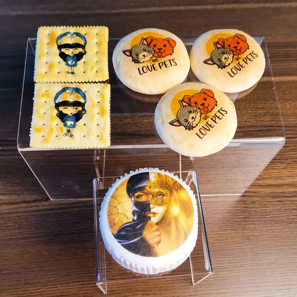 Food dessert printer with edible ink print machine for sugar cookies chocolate beans macaron printing machine