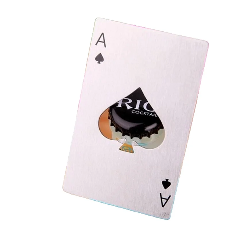 Открывалка для пивных бутылок с пиками, персонализированный штопор из нержавеющей стали, черного и серебристого цвета, для покерных карт