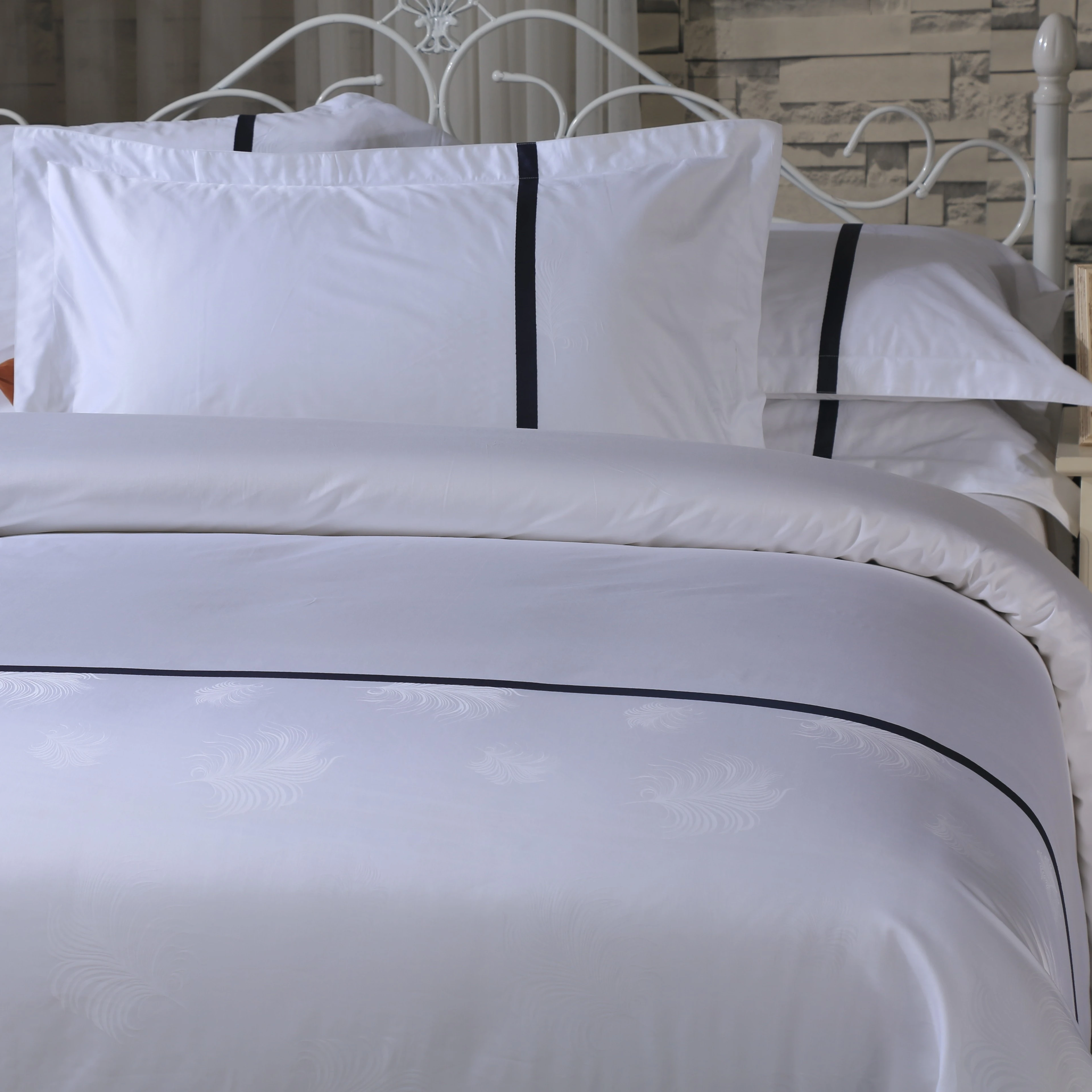 Hotel and Home Linen Bedding Set Bed Sheets Set Duvet Cover Set White and Color Plain and Satin Striped 100% Cotton Poly Cotton