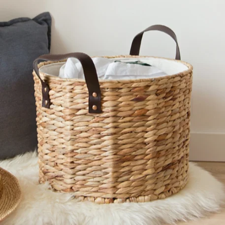 Hand Woven Wicker Water Hyacinth Sea Grass Vegetable Egg Hamper Flower Storage Basket
