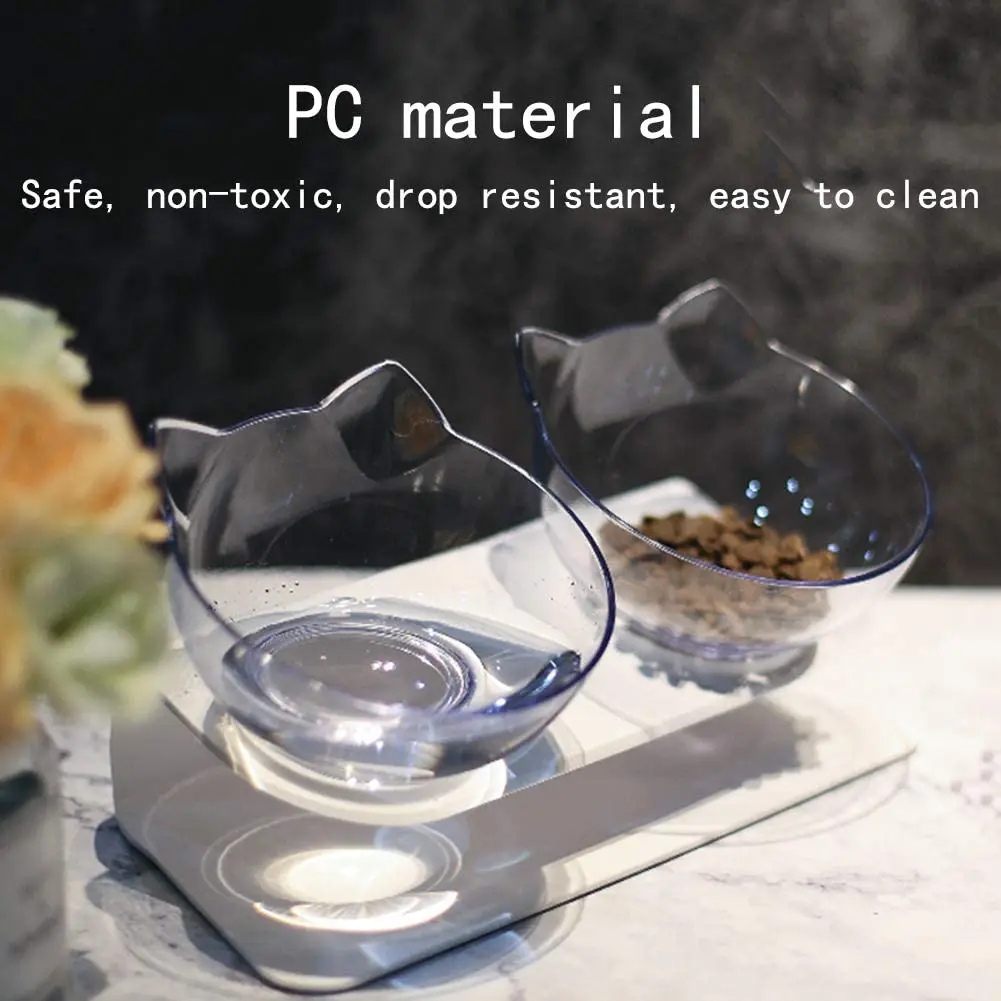 Double Elevated Cat Bowls with Raised Stand 15 Tilted cat Bowl Design Neck Guard Stand Raised Pet Food Water Feeder Bowl