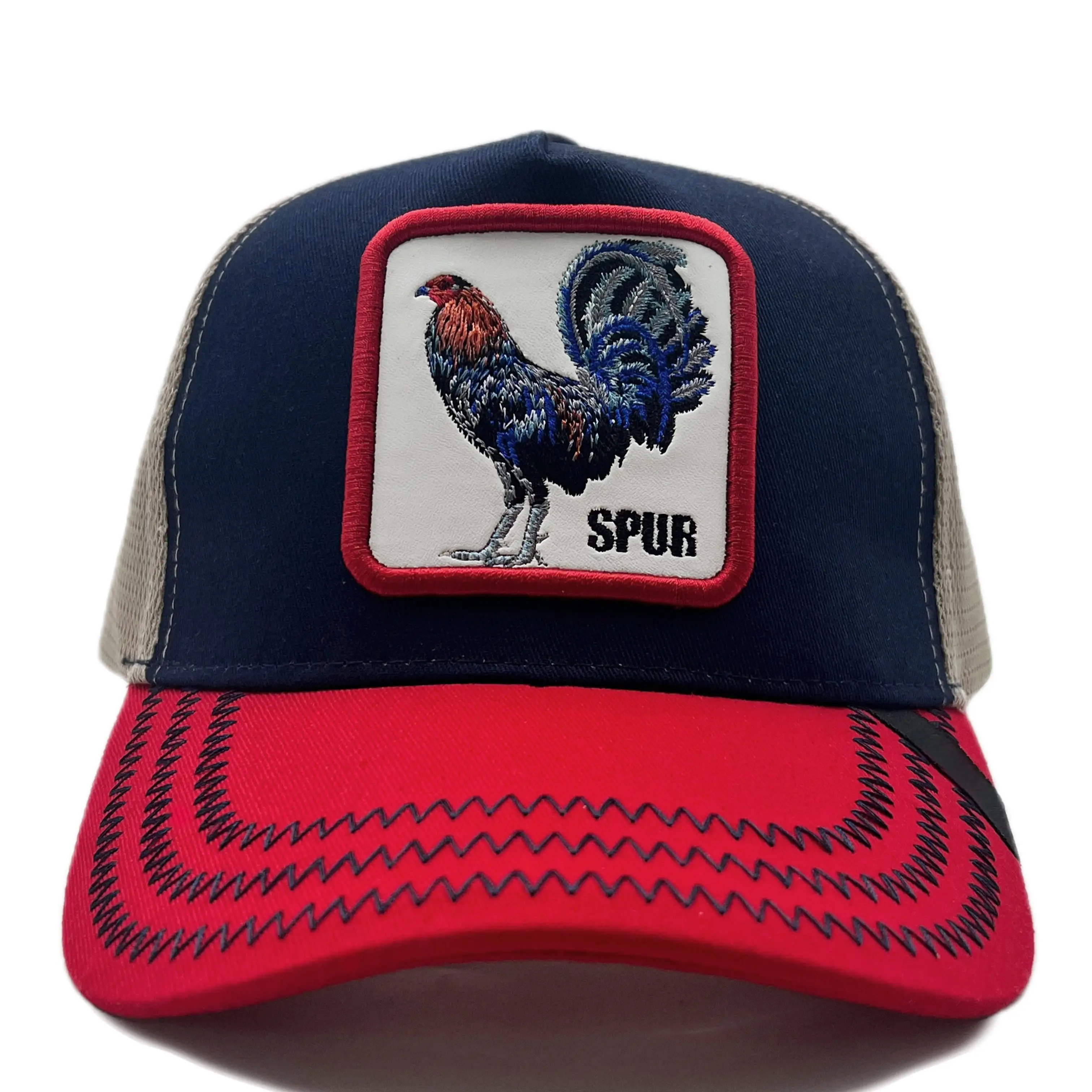 2024 custom embroidered patch decal truck driver hat animal mesh hat 5-panel cotton baseball cap