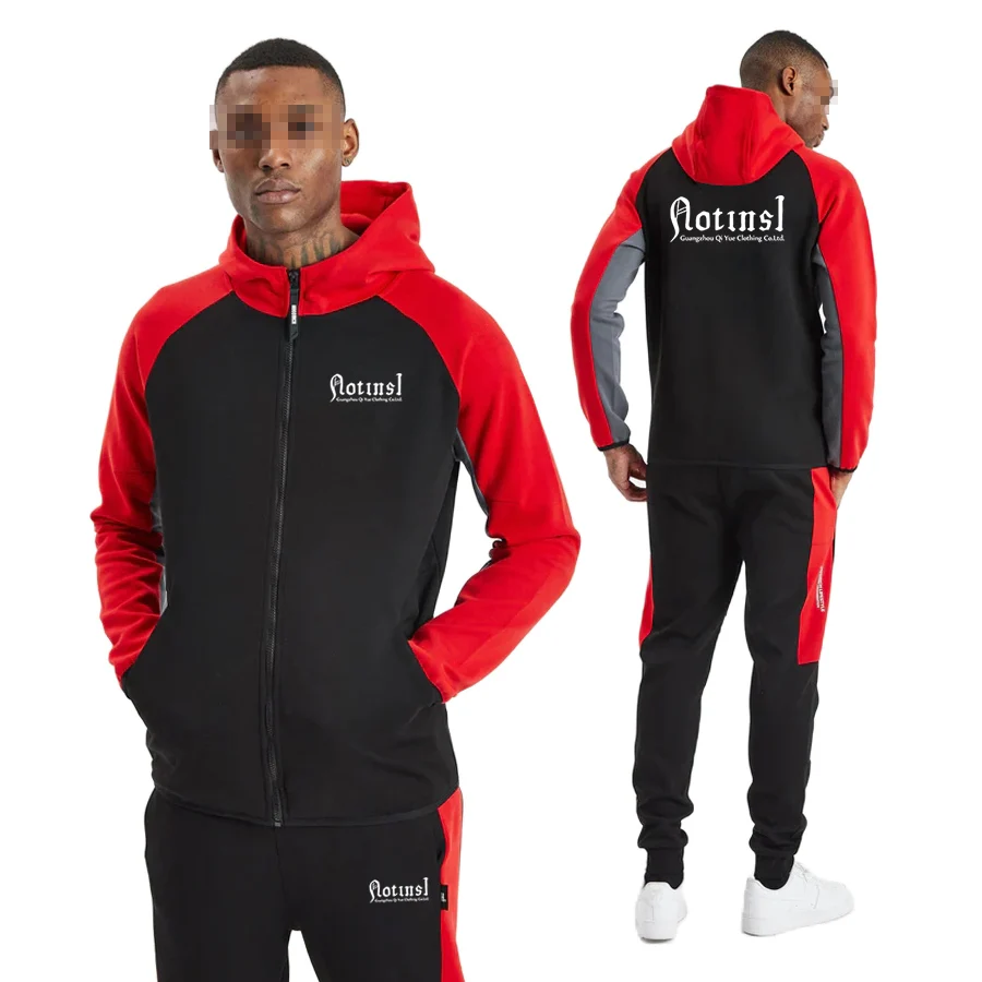 High Quality Sweatpants And Hoodie Set Customized Embroidery Jogger Sets Premium Wool Tracksuit Winter Men Joggers