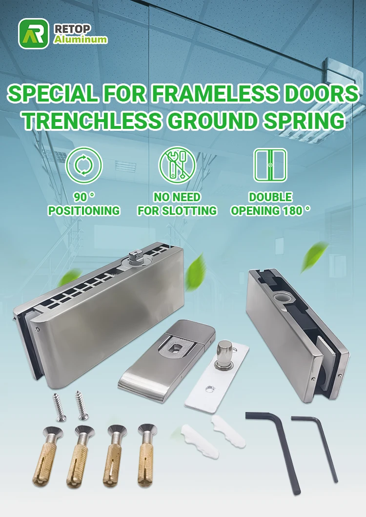 RETOP Hydraulic Floor Spring Hinge for Glass Door Medium Heavy Duty Adjustable Automatic Door Closer for 60 Kg Door