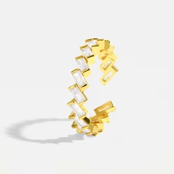 Luxury Clear Baguette Cut CZ Statement Ring Band Elegant Rings for Mother Girl Friend