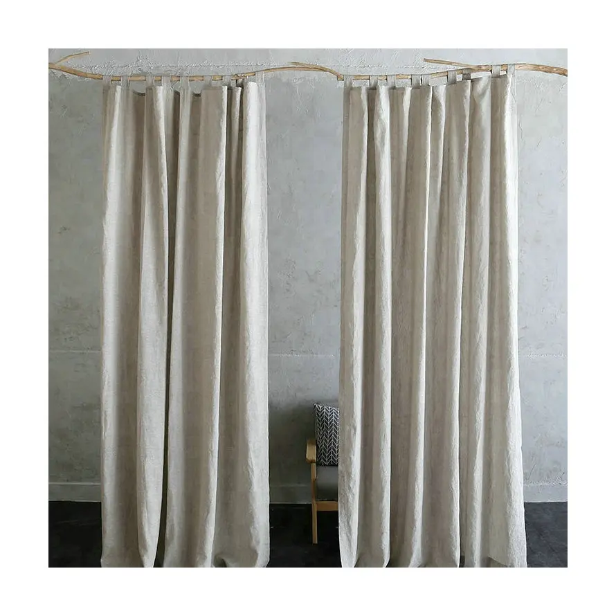 Home Decor Super Quality 100% French Linen Solid Color Decorative Window Curtain Natural Linen Gauze Sheer Custom Linen Curtain (60775627776)