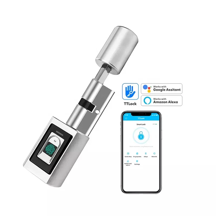 OEM TTlock Tuya gate smart Cylinder locks door outdoor waterproof august biometric Fingerprint Locker with USB Charging Black