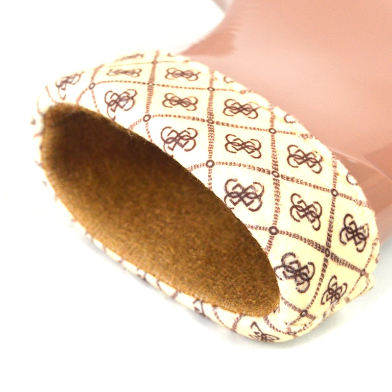 20cm Womens   Mid Calf Rain Boots Waterproof Wellington Shoes Winter Ladies Wellies Boots Garden Shoes Removable Inner Linings