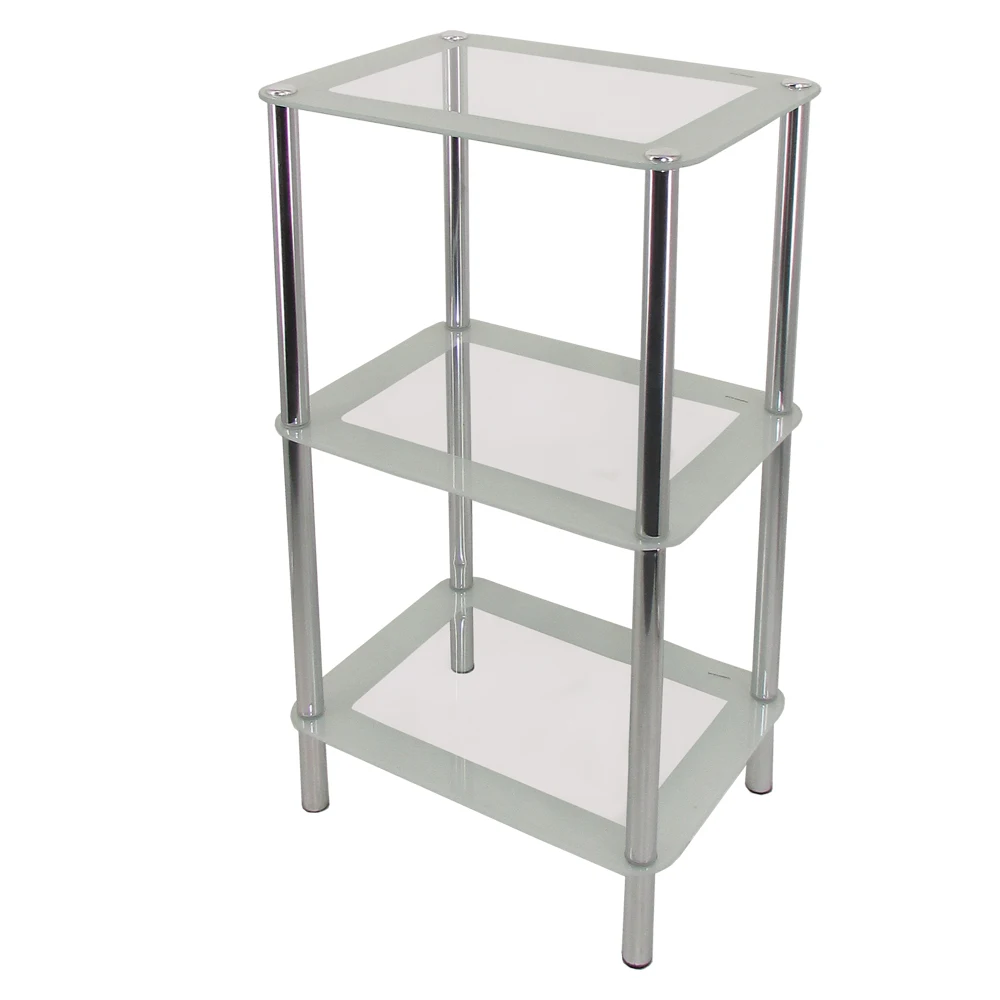 High Quality Made In Taiwan China Simple Design Bathroom Corner Glass Shelf Display Shower Shampoo