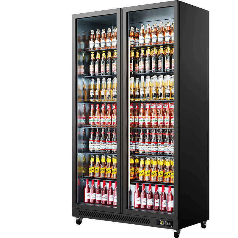 LB1880C Economical Without Defogging Black White Color 1250L Three Door Beverage Fridge Cooler Freezer For Supermarket