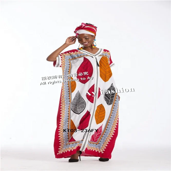 Western African Nigeria Hijab Muslim Cotton Dashiki Robe Dresses