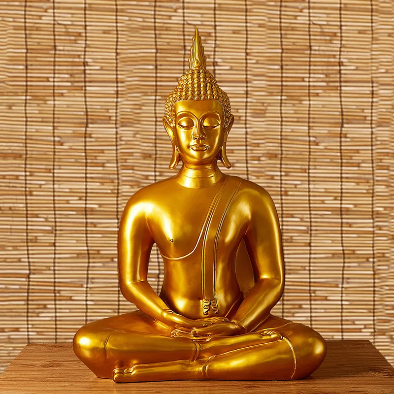 Hot Sale high quality Religion Ornament Products Painting gold color Fiberglass Sitting Buddha Statues sculpture