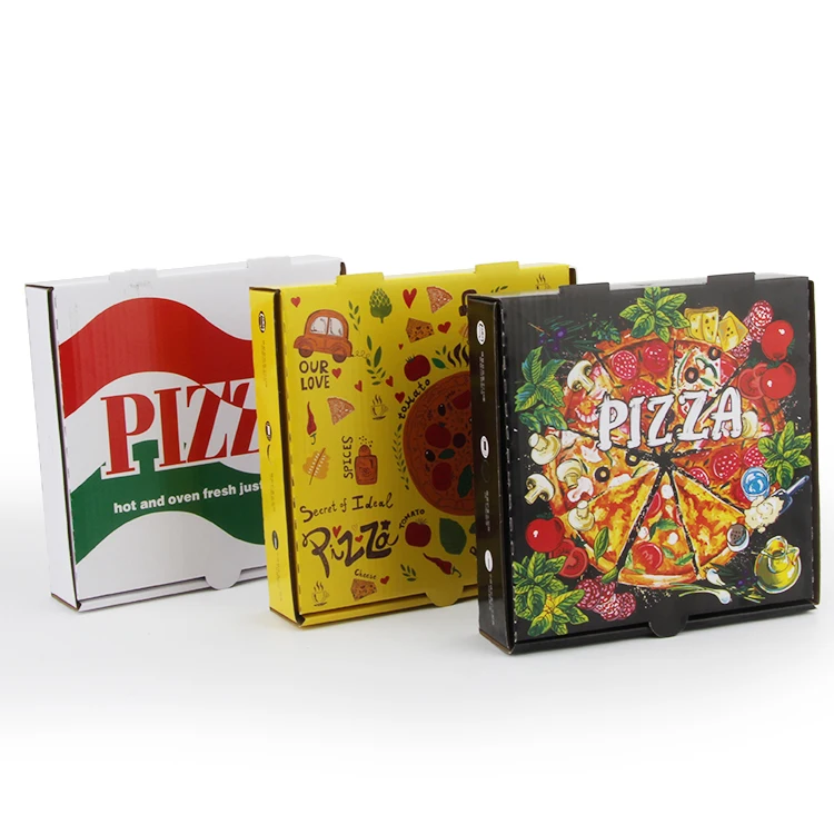 Wholesale Cheap Custom Printed Takeaway To Go 9 10 11 12 14 18 Inch 32 33 cm Corrugated Kraft Paper Burger Pizza Boxes