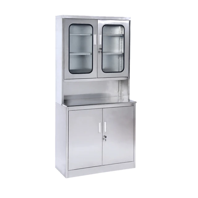 New Design Glass Door Stainless Cupboard For Hospital  Medical Instrument Cabinets