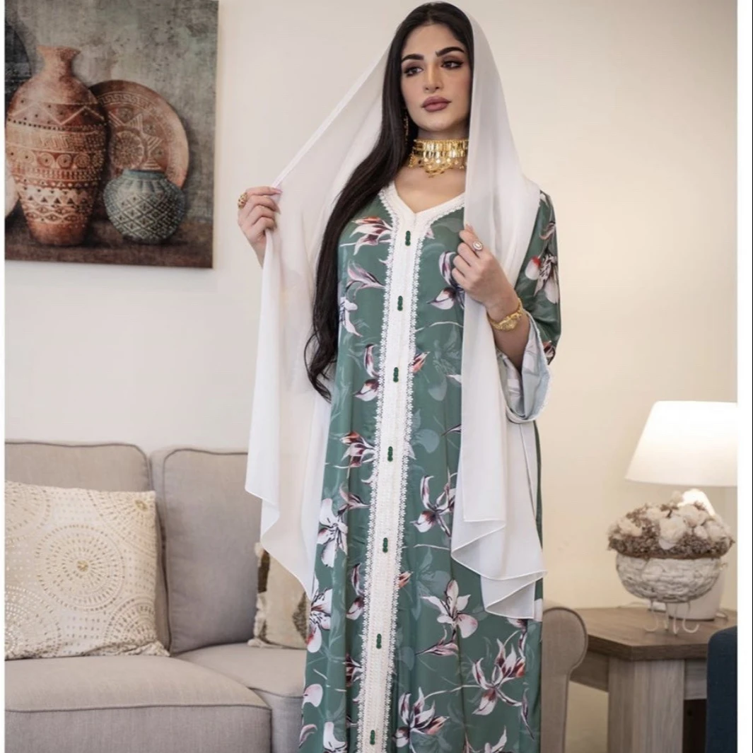 
Biglife478 middle East print long lace abaya muslim jalabiya dress latest abaya-kimono/kaftan femm designs 2020 dubai 