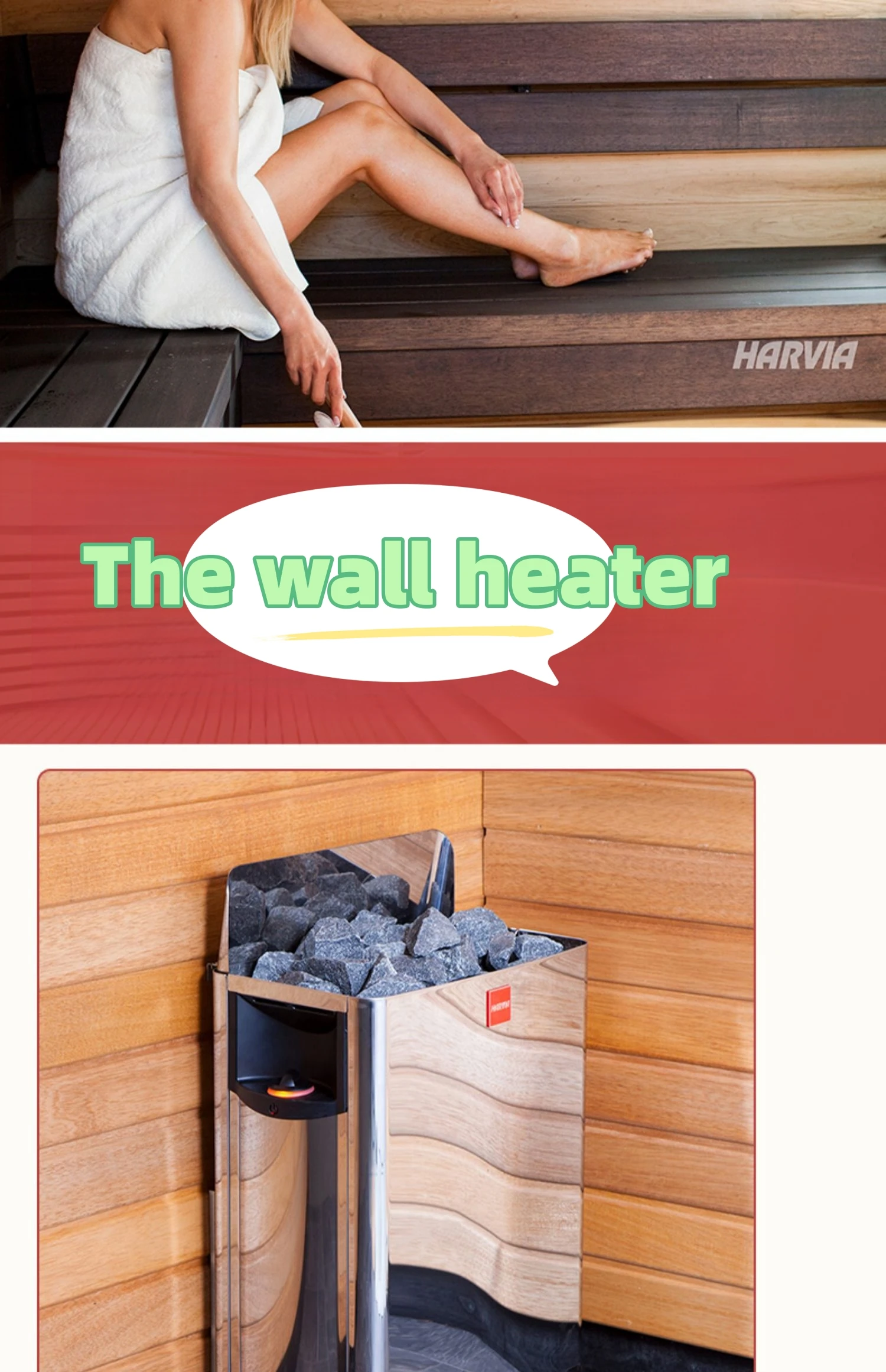 Harvia Stainless Steel Wall Mounted Dry Steam Sauna Heater Modern Design with Computer Control Panel for Hotels