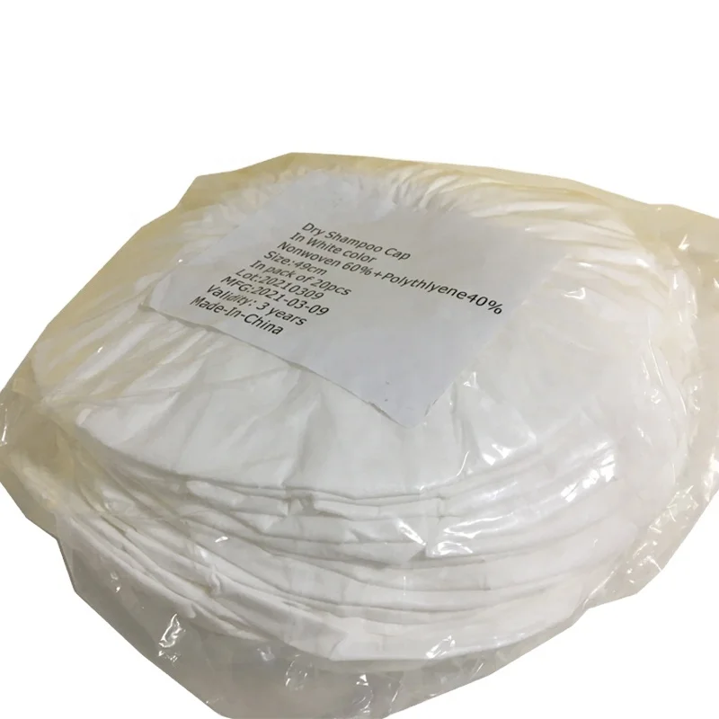disposable plastic hair cap no rinse shampoo cap large PE laminated nonwoven hat water proof convenient hotel shower cap