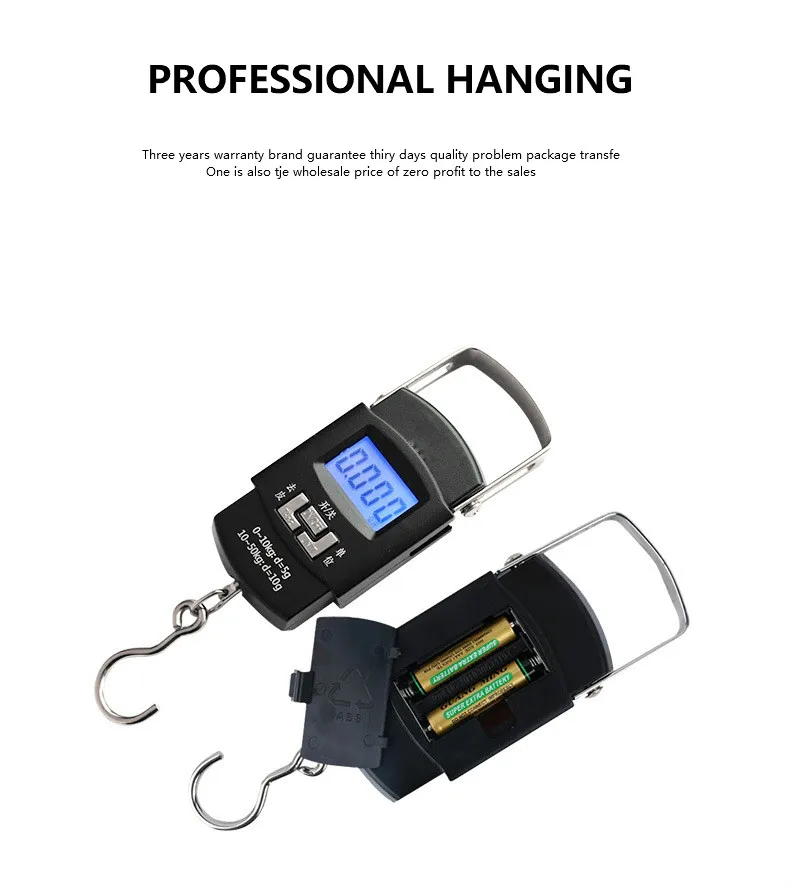 Black LCD Digital Display High Quality Accurate Electronic Hand Scale Hanging Portable Scales
