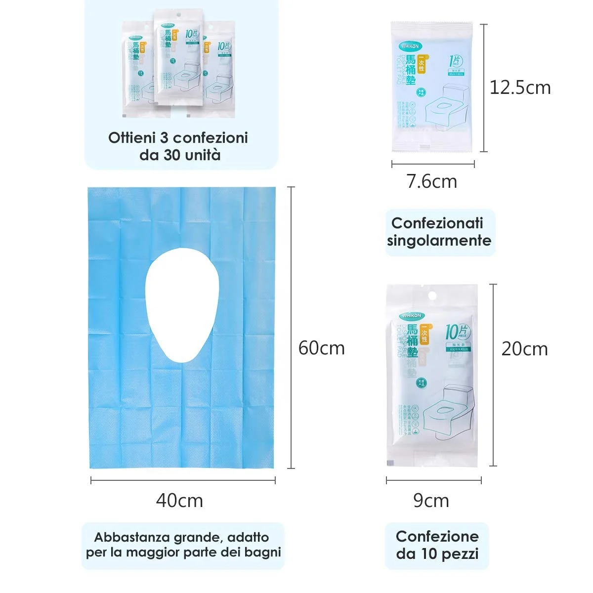 Disposable Waterproof Plastic Blue Toilet Seat Cover Paper