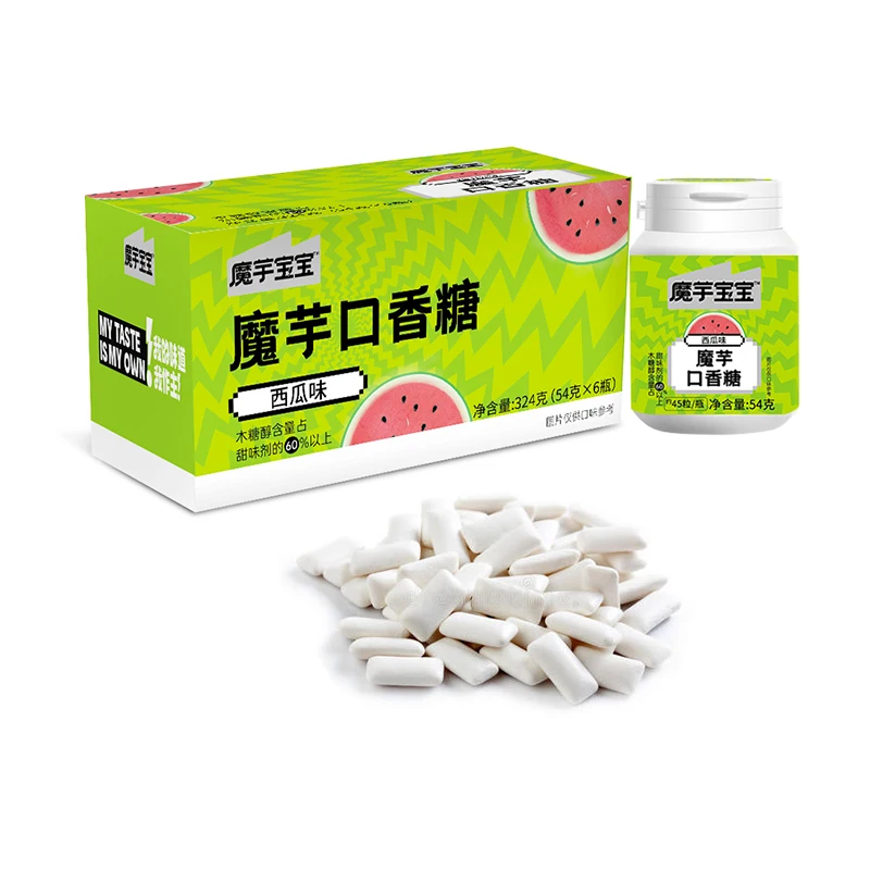 Selenium-rich konjac chewing gum wholesale high-quality chewing gum factory bottled watermelon flavor xylitol chewing gum