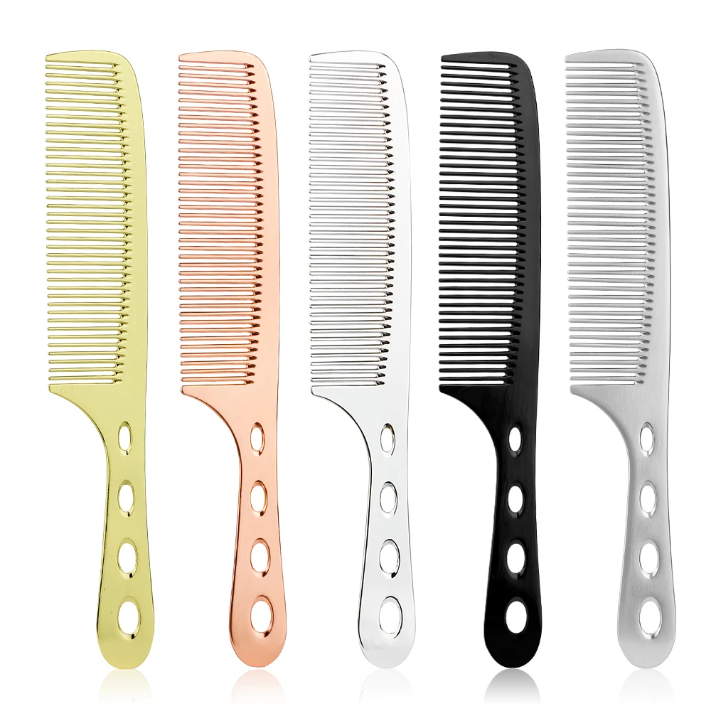 Professional Salon Custom Stainless Steel Hair Comb Hairdressing Steel Comb Hair Cutting Metal Comb Long Handle