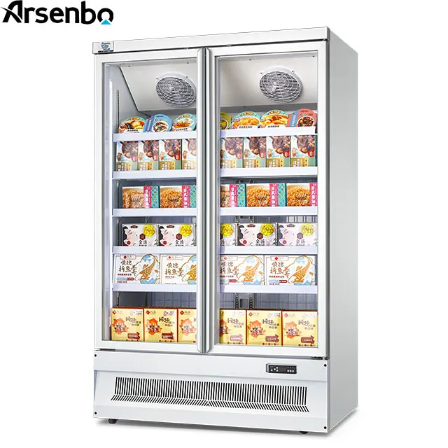 Arsenbo замороженных продуктов холодильник 2 двери витрина для мороженого 3-дверный черно-белые вертикальный демонстрационный морозильник