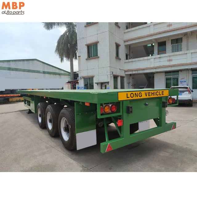 3 axle flatbed semi trailers for sale / Heavy duty 12.5 meter long container semi trailer
