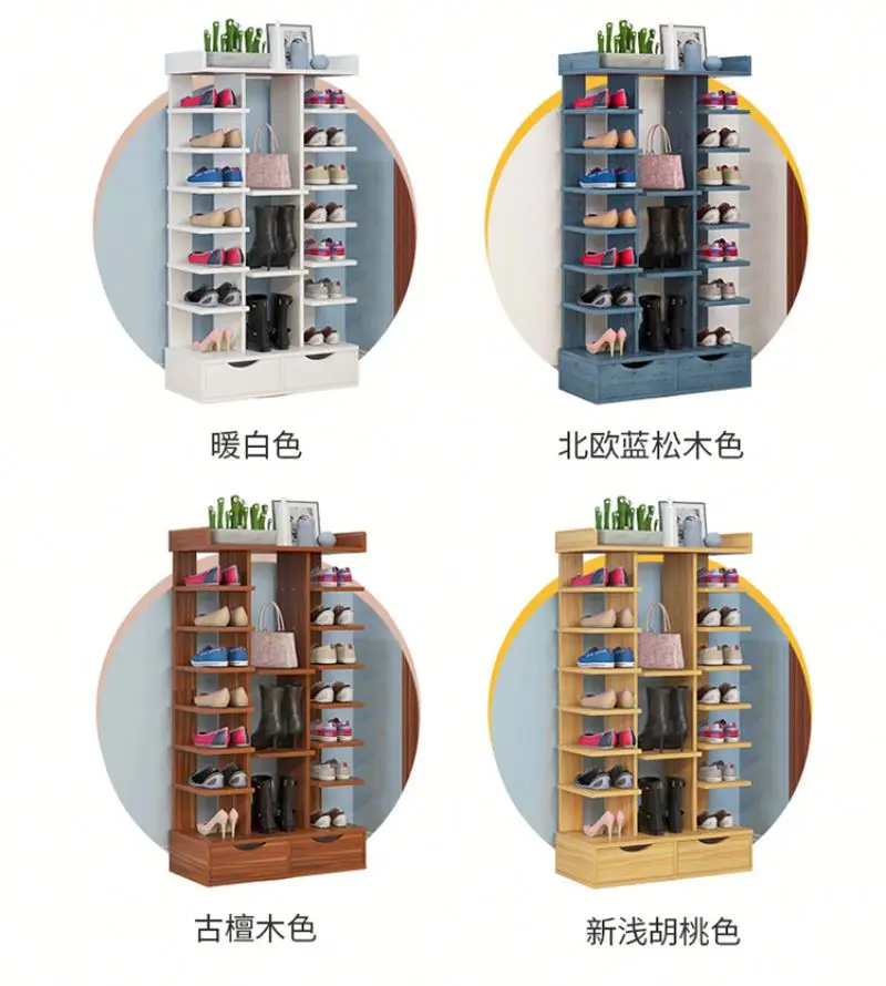Shoe Rack Space Economy Multi-Layer Simple Door Small Shoes Shelf Home Balcony Living Room Storage Storage Shoe Cabinet
