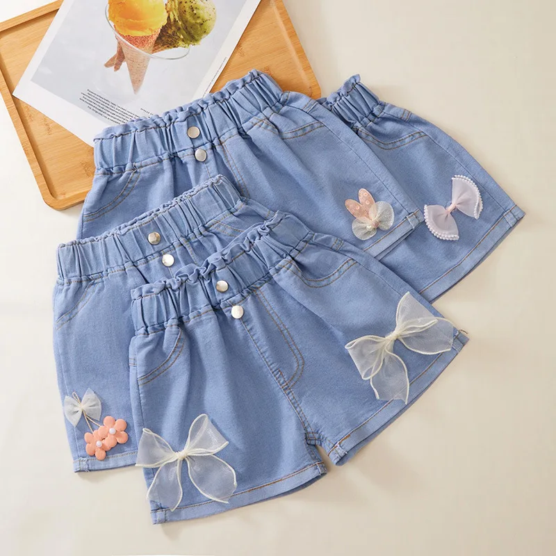Girls Jeans Short Casual Pants Baby Girl Jean Denim Shorts Elastic Waist in Stock