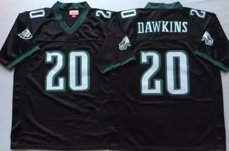 PHI Team Ретро 12 Randall Cunningham 20 Brian Dawkins 92 Reggie белые сшитые зеленые футбольные майки