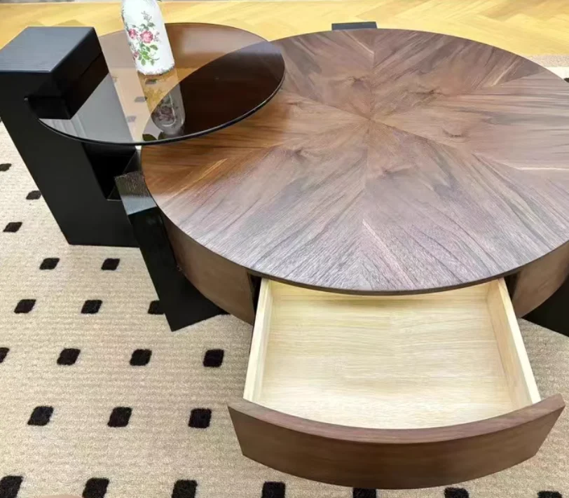 Leading Wholesale Solid Wood Steel Round Side Table 3-Tier Circle Center Coffee Table
