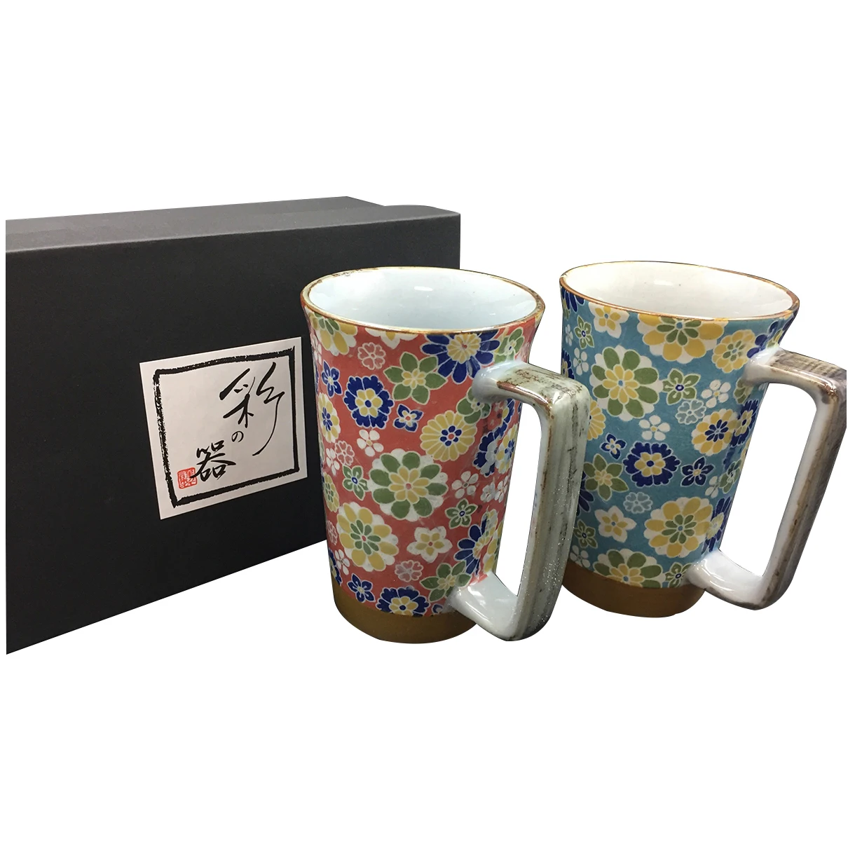 Japanese master craftmanship stylish shape large capacity 360-degree printed mug set cup