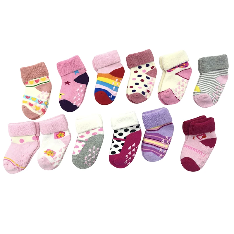 Custom Design Cute Winter Anti Slip Cotton Socks For Babies Boys Girls Fun Newborn Baby Socks