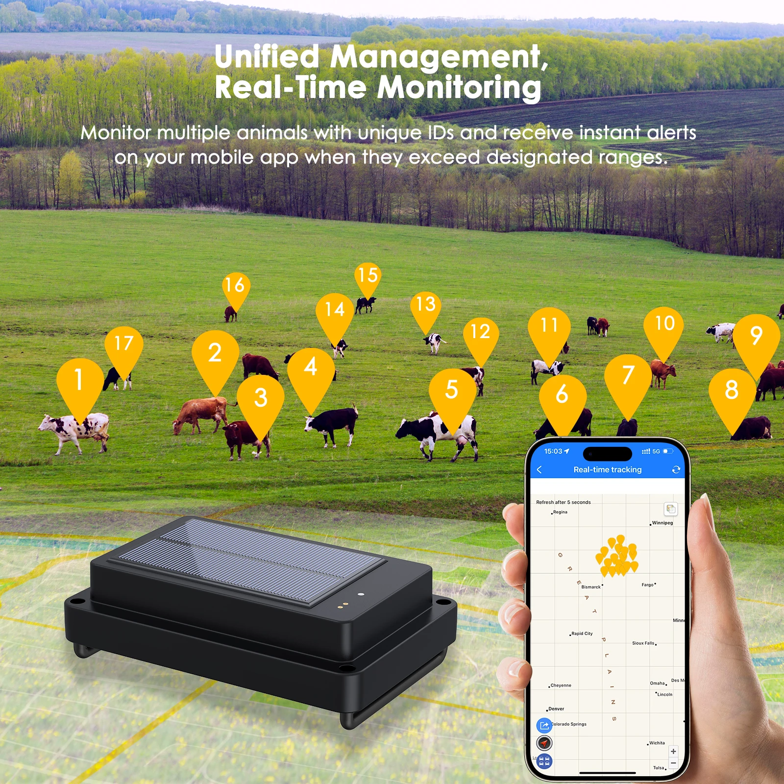 Солнечный трекер для животных GPS-локатор защиты от кражи широта и долгота/время/скорость в реальном времени мобильный монитор отслеживание