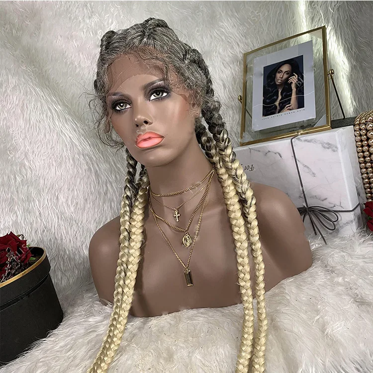 Four-Strand Braid Half Lace High Temperature Resistant Japanese Fiber Synthetic Lace Wigs