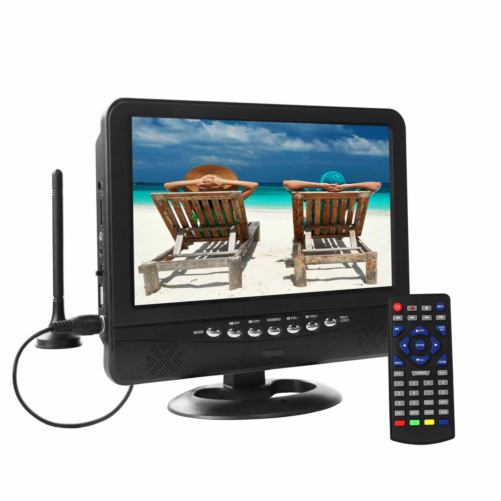 9.5 inches Outdoor China Factory  Small Analog Digital ATSC DVB-T2 ISDB-T Mini Pocket TV