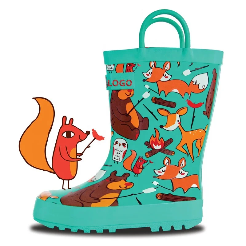Дешевые, оптовая продажа, садовые ботинки с изображением лисы для детей, малышей, маленьких детей, больших детей, резиновые водонепроницаемые ботинки для мальчиков и девочек