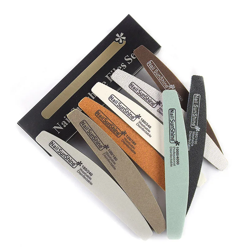 Professional 80/100/150/180/240/1000 Grit Manicure Tools Files Set Nails Sun Shine Half Moon Nail File