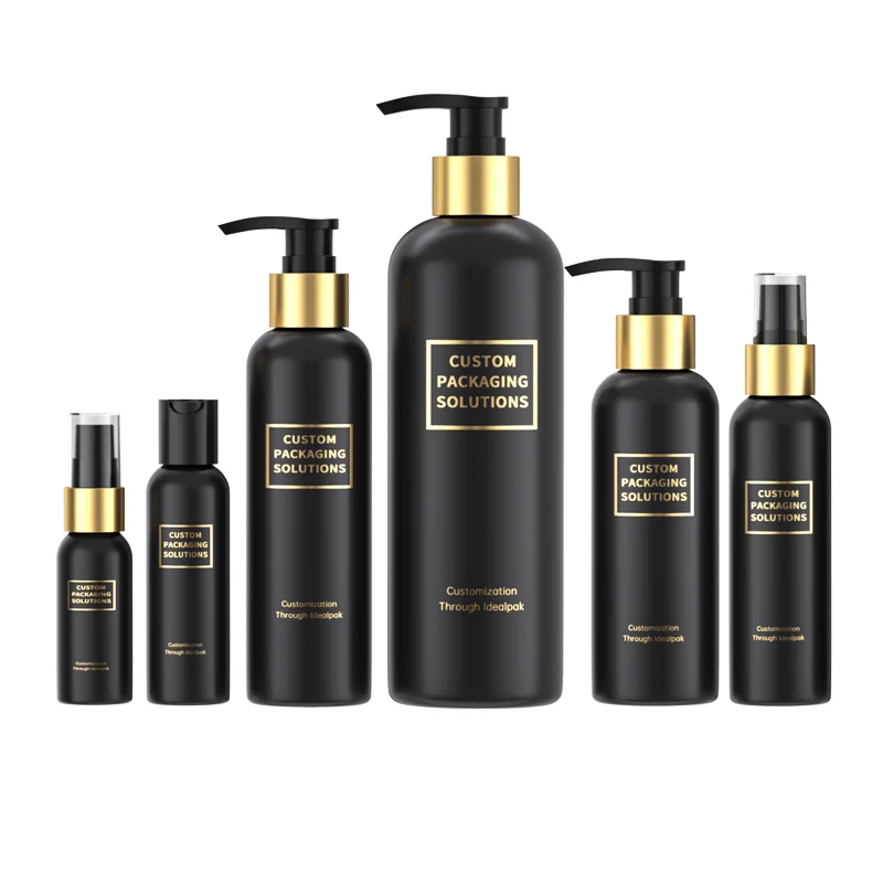 Luxury Empty Round Brown PET 250ml 300ml 600ml 12oz 16oz Body Lotion Bottle Lotion Liquid Soap Shampoo Plastic Pump Bottle