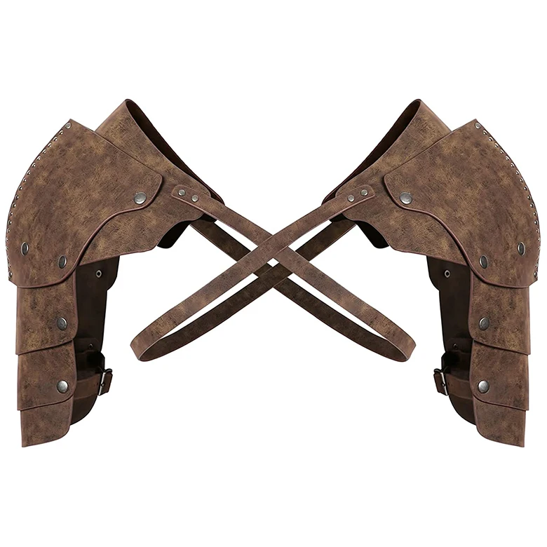 Men Steampunk Adjustable Faux Leather Body Chest Harness Shoulder Armors Buckles for Party Cosplay Halloween